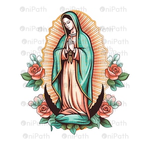 Señora de Guadalupe PNG Diseño de sublimación, Virgen María PNG, Descarga digital, Imagen Virgen de Guadalupe, Alta resolución 300DPI