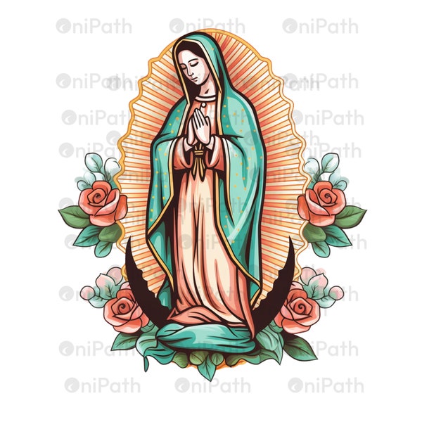 Lady Of Guadalupe PNG Sublimation Design, Virgin Mary PNG, Digital Download, Virgen de Guadalupe Image, 300DPI High Resolution