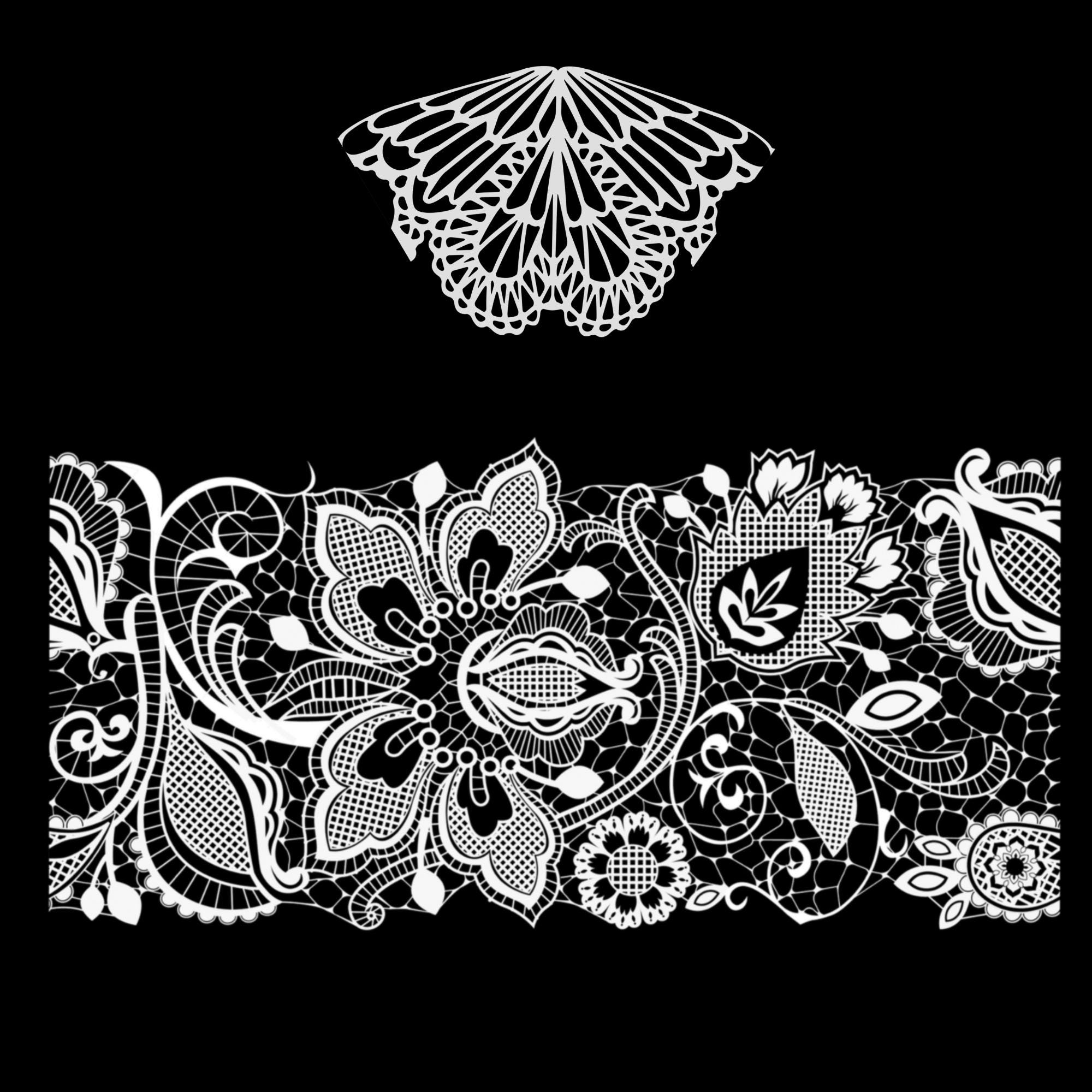 Floral Lace Pattern PNG Bundle: Black \u0026 White Clipart (digital Download) -  Etsy, image size:2000x2000