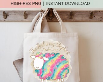 Easter Sheep PNG: Watercolor Psalm 23 Christian Clipart (Digital Download