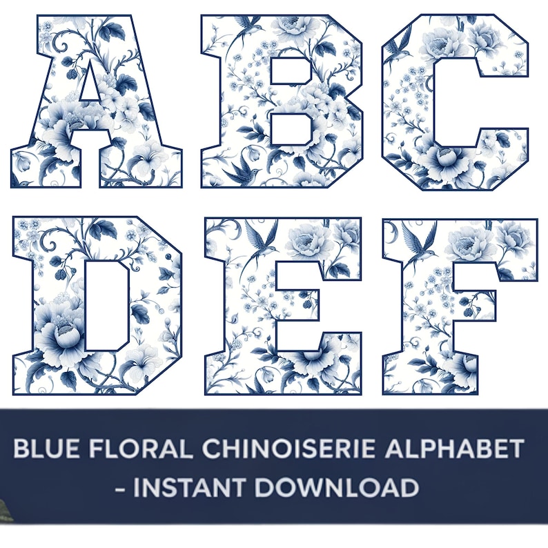 Blue Chinoiserie Alphabet Letters
