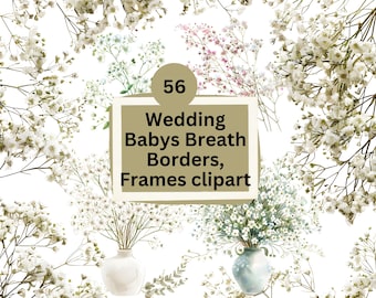 Baby's Breath Clipart: Wedding Floral Watercolor Borders (Digital Download)