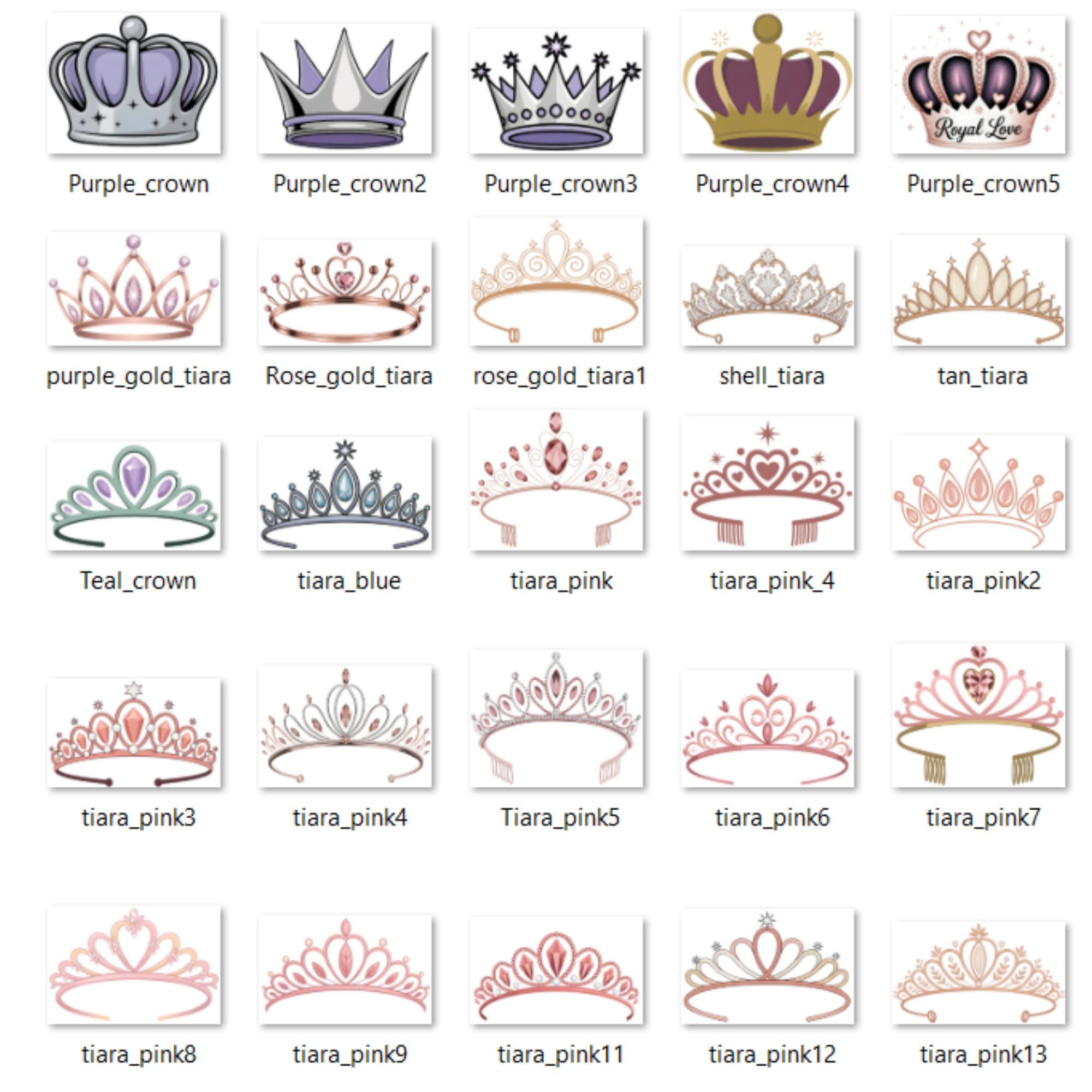 Crown and Tiara Clipart Bundle: Elegant Princess Designs (PNG, 300 DPI ...