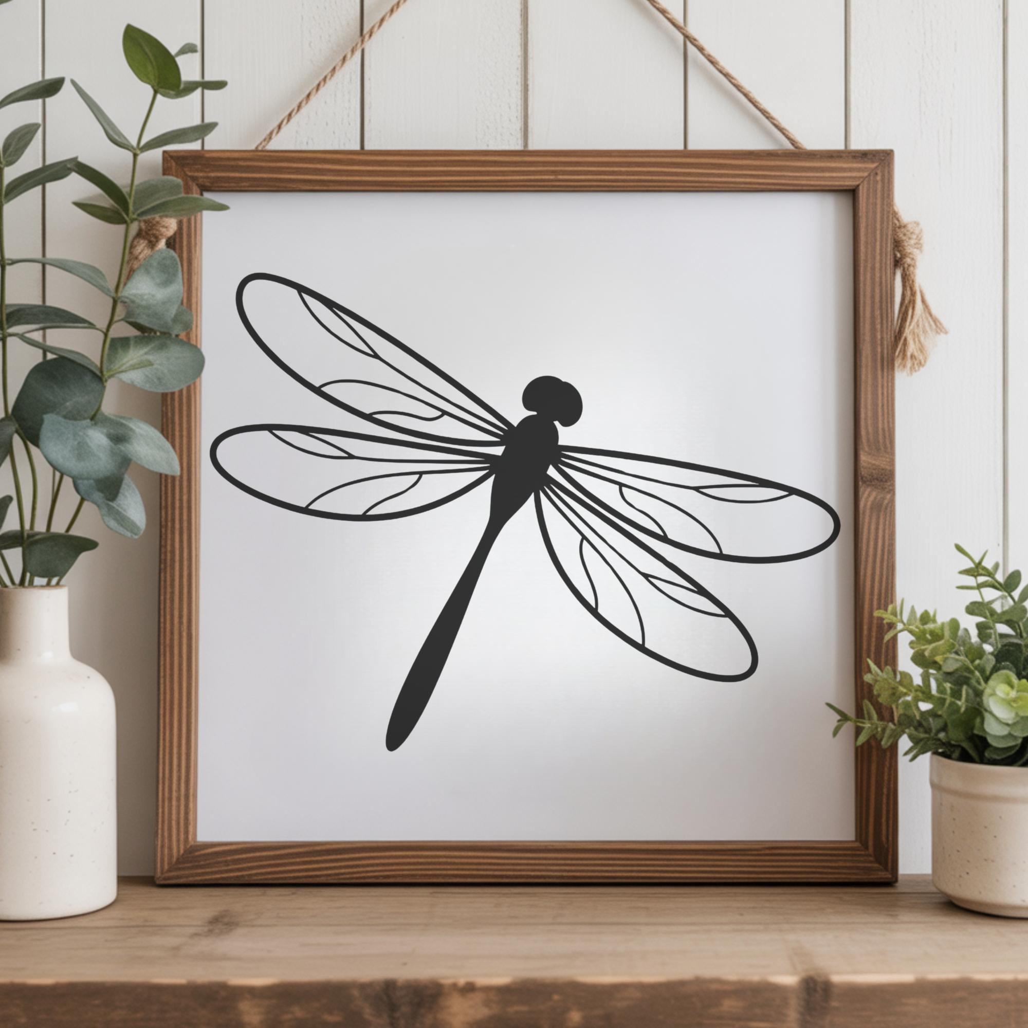 Dragonfly SVG Cut File – Black Silhouette, Insect Line Art, Cricut ...