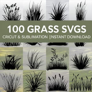 Grass Clipart SVG Bundle: 100 Wild Silhouette Designs (Digital Design)