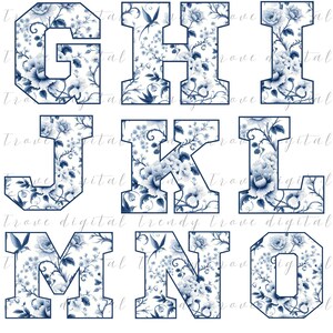 Blue Chinoiserie Alphabet Letters
