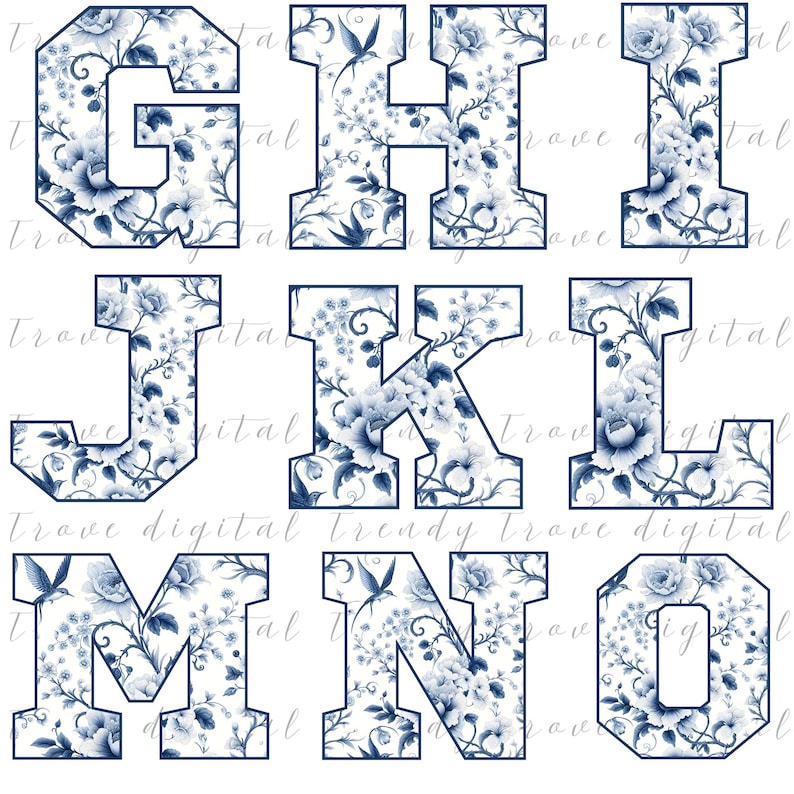 Blue Chinoiserie Alphabet Letters