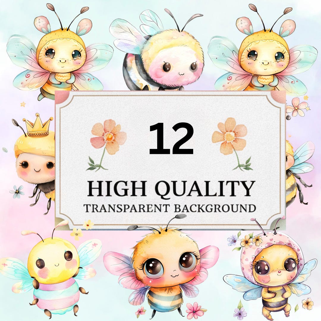 Watercolor Baby Bee Clipart: Nursery Illustrations (PNG, Digital ...