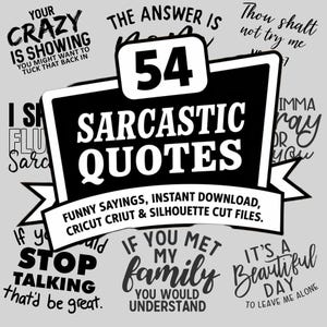 Lot de citations sarcastiques SVG, dictons drôles coupés, SVG Cricut impertinent, clipart sarcasme, modèles de chemise sarcastique, Silhouette, sublimation