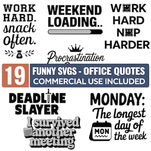 Bundle SVG drôle de citation de bureau, dictons sarcastiques de travail coupés, café SVG, modèles de chemise de travail, Cricut, prêt pour le laser, téléchargement immédiat