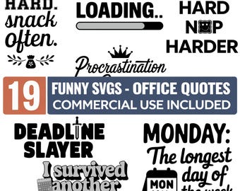 Funny Office Quote SVG Bundle: Sarcastic Work Sayings, Coffee Designs (Digital Download)