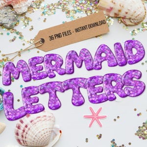 Mermaid Alphabet PNG Bundle – Uppercase Letters & Numbers Clipart with Scales for Sublimation, Shirts, Crafts
