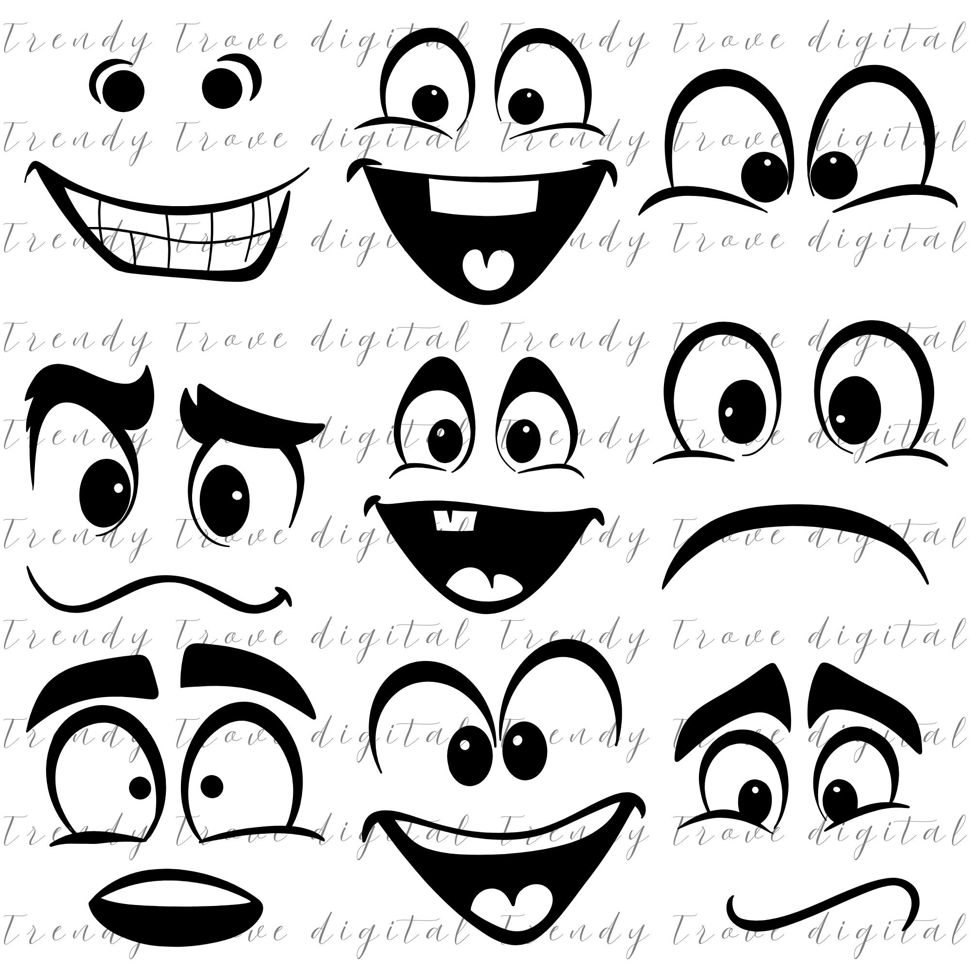Silly Faces SVG Bundle: Funny Cartoon Clipart (digital Download) - Etsy