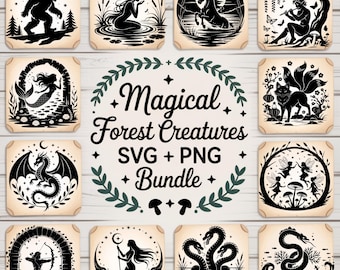Fantasy-clipart: magische wezens SVG-png-bundel voor Cricut