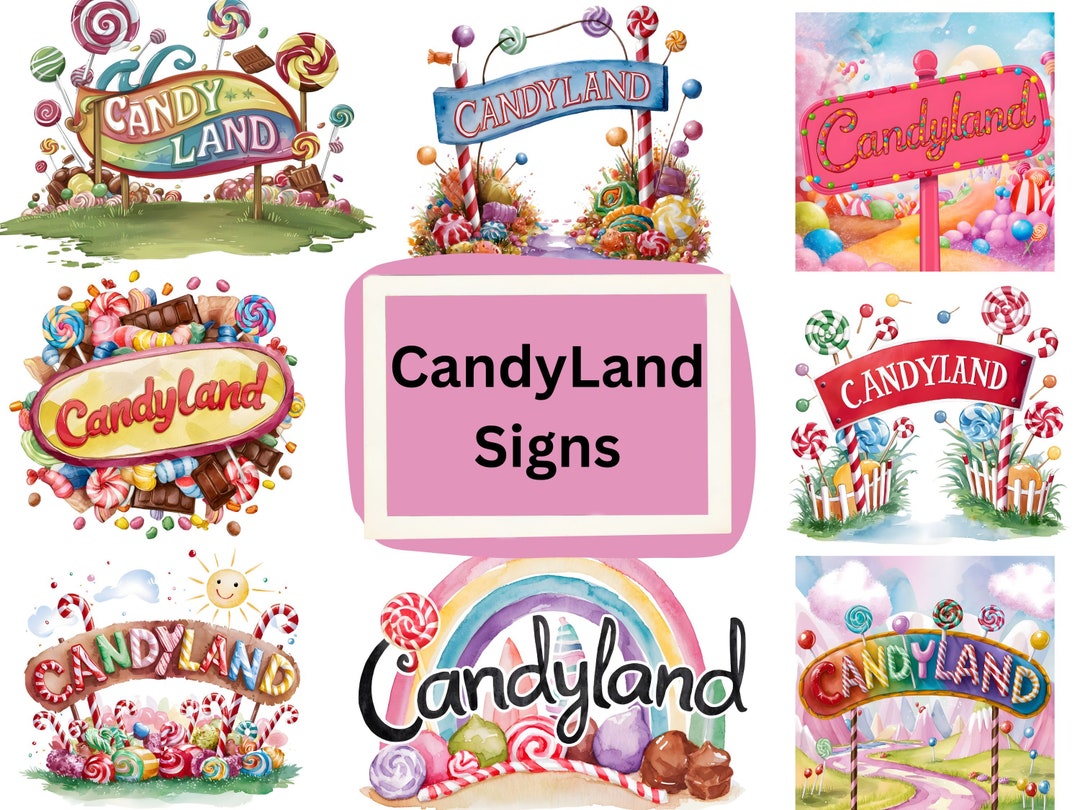 Watercolor Candyland Signs Clipart - Il 1080xN.6029277941 282u 