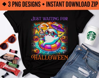 Halloween Beach Clipart PNG Bundle: Spooky Summer Sublimation Designs