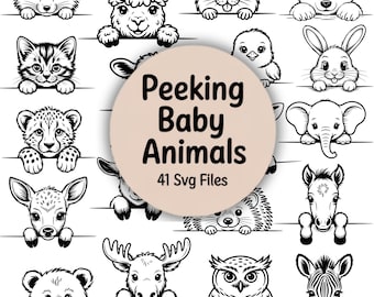 Baby Animals SVG Bundle – 41 Peeking Animal Cut Files (Digital Download)