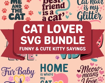Cat Lover PNG Bundle: Funny Kitty Quotes, Cat Mom Sublimation (Digital Download)
