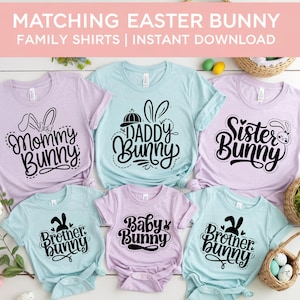Chemises assorties de lapin de Pâques, famille lapin SVG, maman lapin, papa lapin, bébé lapin, Pâques coupe fichier, Silhouette Cricut, téléchargement numérique