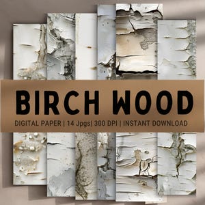 Birch Wood Digital Paper: Rustic Woodgrain Textures for Sublimation (Instant Download)