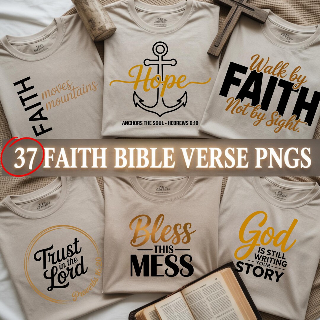 Faith Bible Verse PNG Bundle: 37 Christian Scripture Quotes for ...