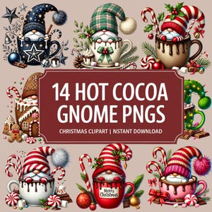 Christmas Gnome PNG: Hot Cocoa Mug Clipart - Holiday Sublimation (Digital Download)