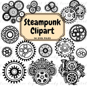 Steampunk Gears SVG: Clipart de Metal Industrial, Arquivos Cricut e Silhouette Cut (Download Digital)