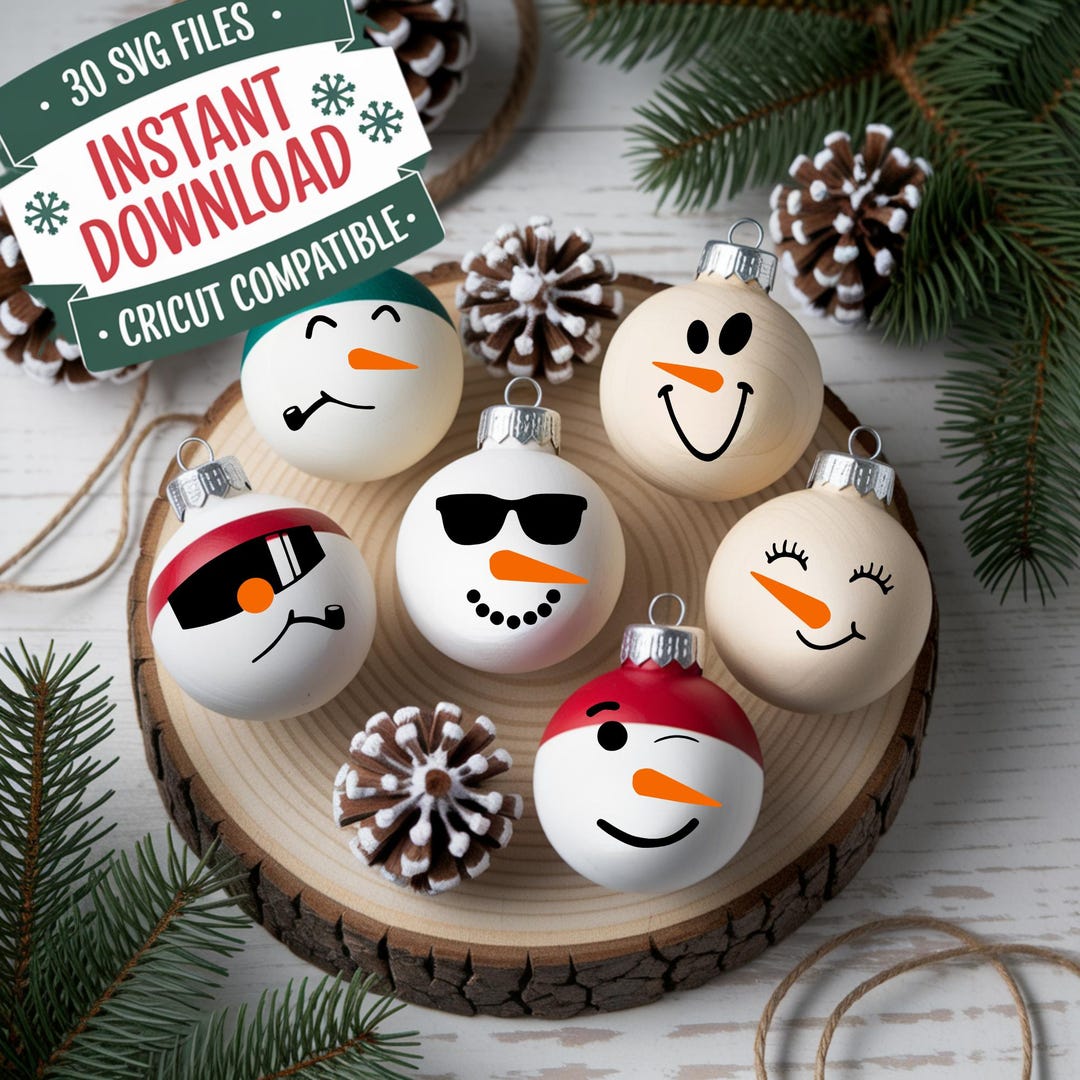 Snowman Face SVG Bundle: 30 Christmas Clipart Designs (digital Download ...