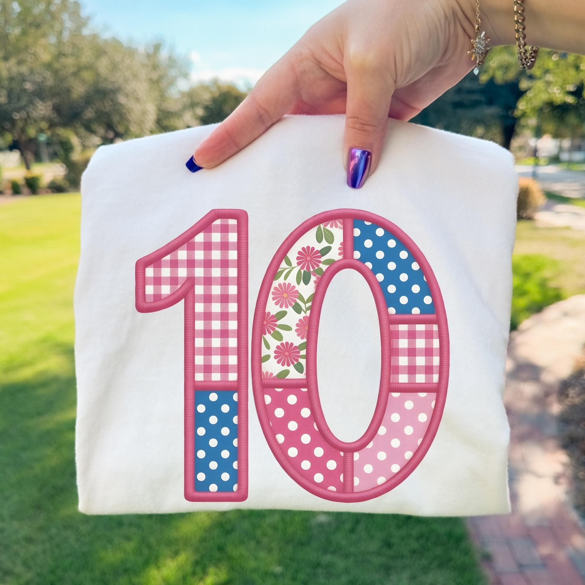 Patchwork Numbers 90 Patchwork Birthday Numbers PNG: Pink Floral Gingham Applique Style 1-9 ...