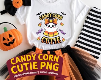 Kawaii Candy Corn Ghost PNG: Halloween Clipart for Sublimation (Digital Download