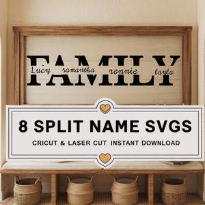 Nom fractionné de la famille SVG, signe de bienvenue SVG, nom de famille personnalisé, décoration d'intérieur svg, signe de la ferme Cricut, monogramme personnalisé, panneau en bois bricolage