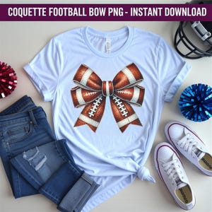 Coquette Football Bow PNG: Girly Sports Clipart (Digital Download)