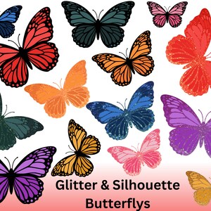 Clipart de mariposas brillantes - Mariposas digitales coloridas - Descarga instantánea para scrapbooking - Uso comercial