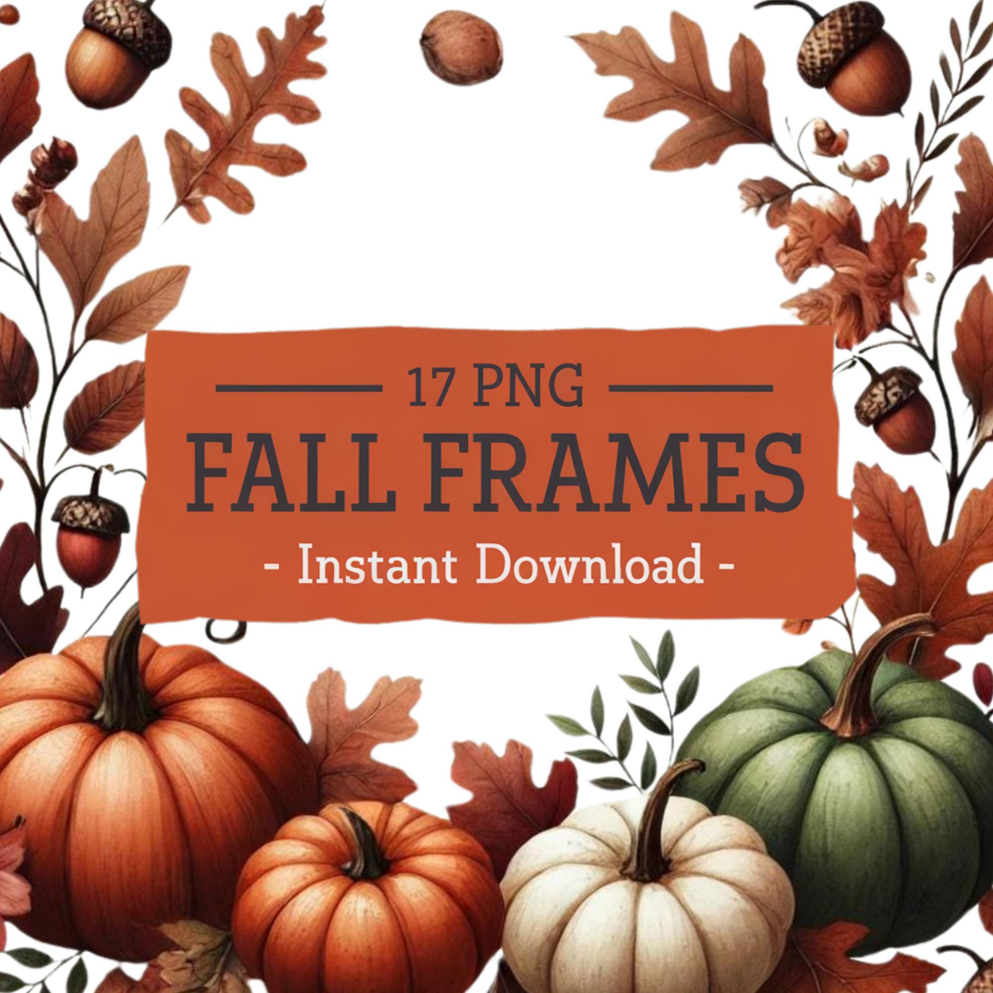 Fall Frames PNG Bundle: Autumn Borders & Thanksgiving Clipart (digital ...