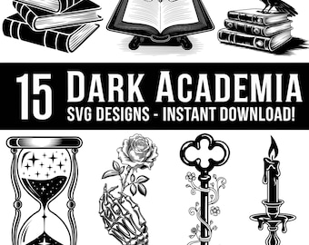 Dark Academia SVG Bundle: Gothic Vintage Illustrations (Instant Download)