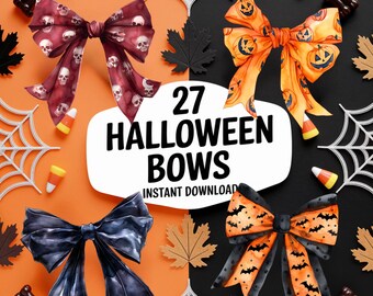 Halloween Bow PNG Bundle: Spooky Clipart, Fall Craft Graphics (Digital Download
