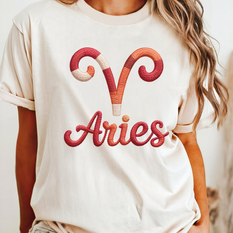 Aries Embroidery PNG, Zodiac Stitch Design, Astrology Graphic (digital ...
