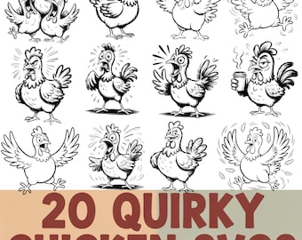 Quirky Chicken SVG Bundle – 20 Funny Chicken Cut Files for Cricut & Laser