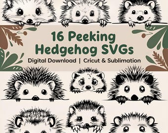 Peeking Hedgehog SVG Bundle: Woodland Animal Clipart (Digital Download)