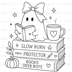 Ghost Coquette SVG Bundle: Spooky Bows, Books & Coffee Designs image 3