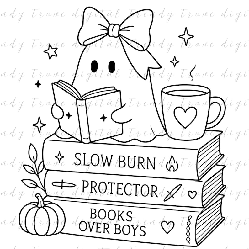 Ghost Coquette SVG Bundle: Spooky Bows, Books & Coffee Designs image 3