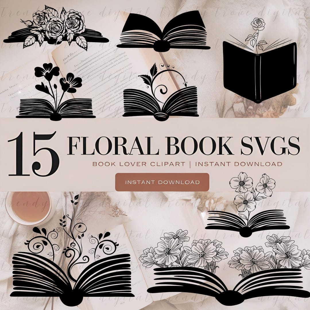 Floral Book SVG Bundle: Vintage Botanical Clipart (instant Download) - Etsy