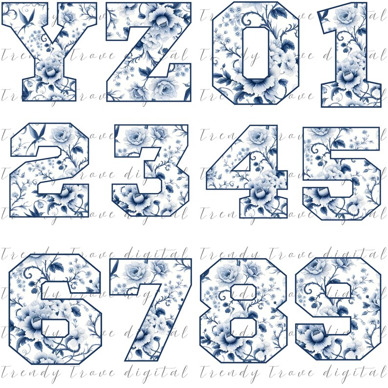 Blue Chinoiserie Alphabet Letters