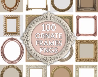 100 Ornate Frame PNGs | Vintage Clipart Bundle | Digital Download