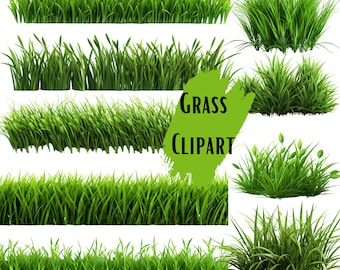 Clipart de borde de hierba: superposiciones PNG verdes realistas (descarga digital)
