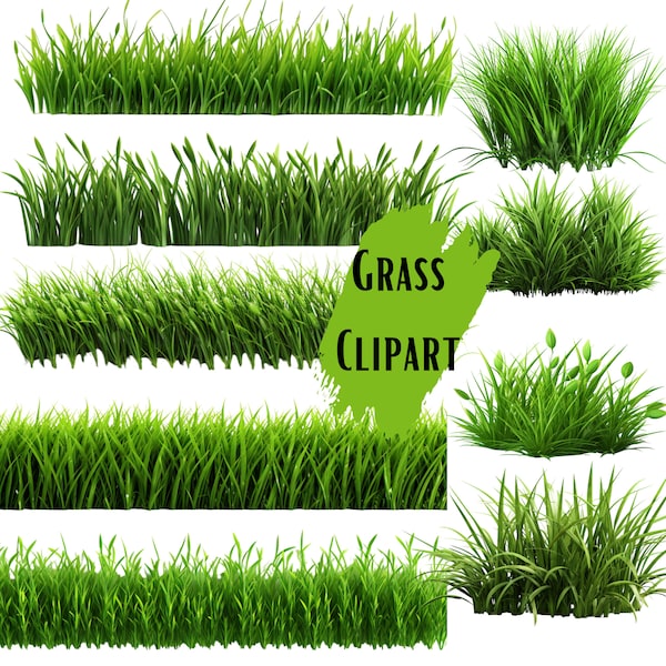 Grass Clipart Set, 22 PNG Files, 3600x3600, 300 DPI, Perfect for Digital Art and Design Projects