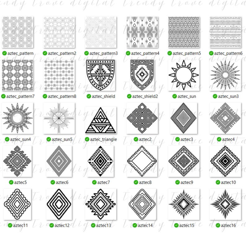 Aztec Pattern SVG Bundle 80 Files, Tribal Geometric Borders - Etsy