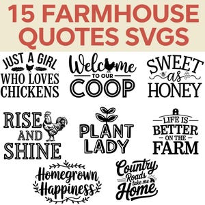 Pacote SVG de Citações de Fazenda, Frases Rústicas para Placas de Cozinha, SVG de Varanda de Fazenda, Arquivos de Corte Country Life, Cricut, Uso Comercial Silhouette