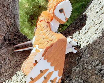 3D printed articulated Barn Owl fidget desk toy MoeHearts | sensory | Articulated Animal Toy |  Fidget Toy | Desk Accessory