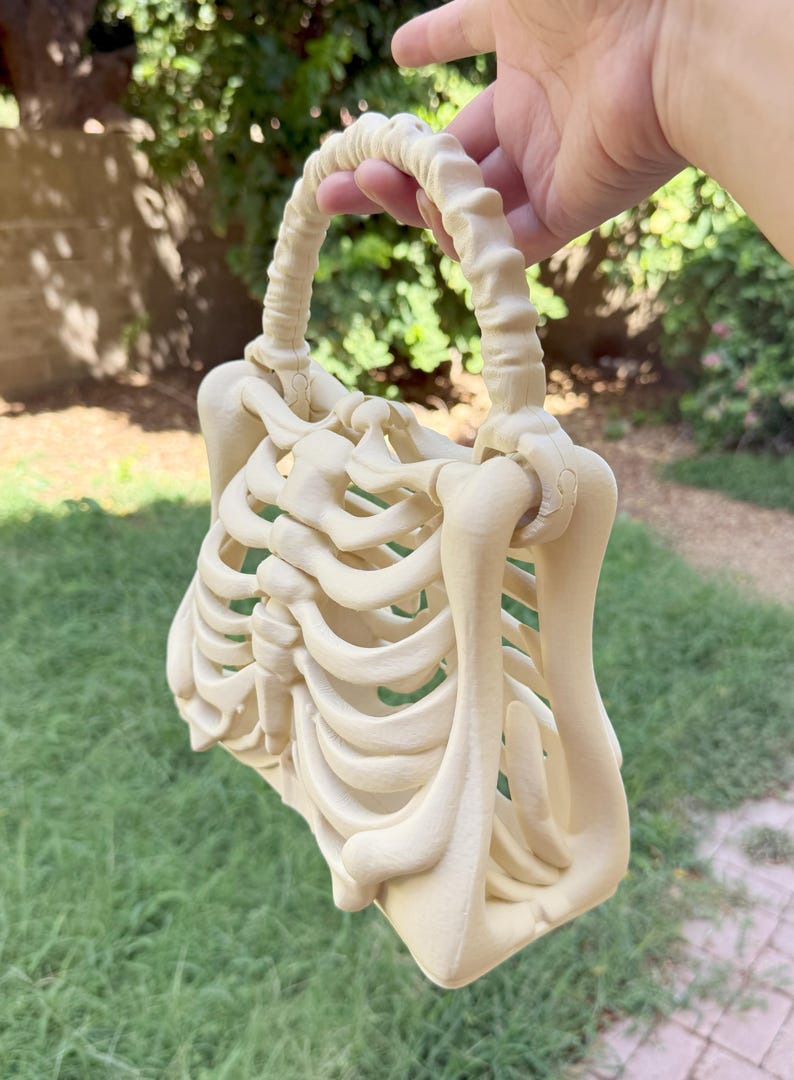 3D Printed Skull Bag – Skeleton Rib Cage Purse – Gothic Bone Handbag ...